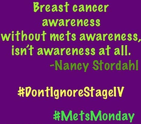 #DontIgnoreStageIV and #MetsMonday are two popular hashtags on social media that connect people with information and support about stage IV breast cancer.