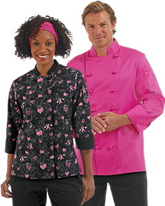2models with Breast Cancer Chef Coats_Chef