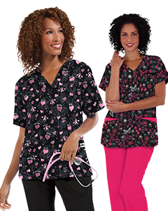 2models with Breast Cancer Scrubs Prints_UA