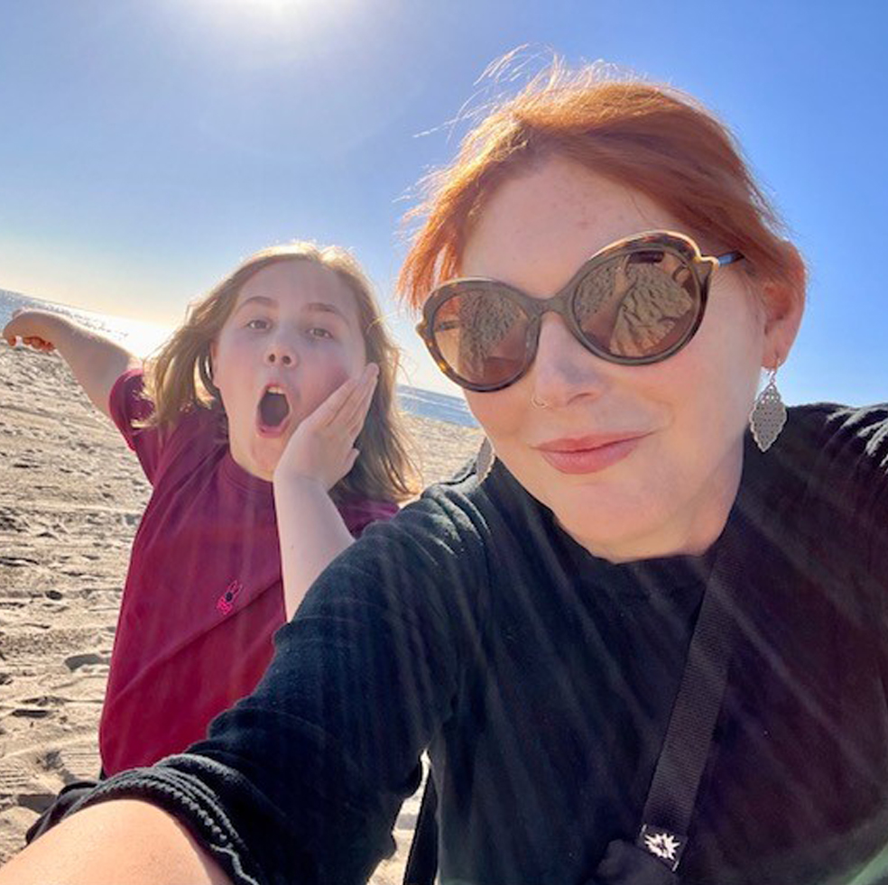 Lauren Izzo and her son at the beach