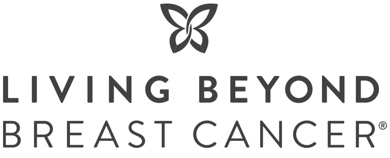 Charcoal and white Living Beyond Breast Cancer logo with butterfly icon appearing above the name of the organization.