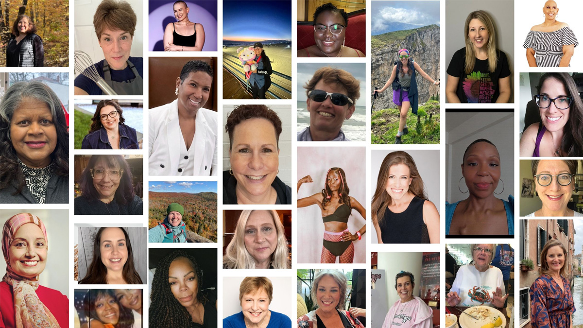 A diverse collage of people diagnosed with breast cancer