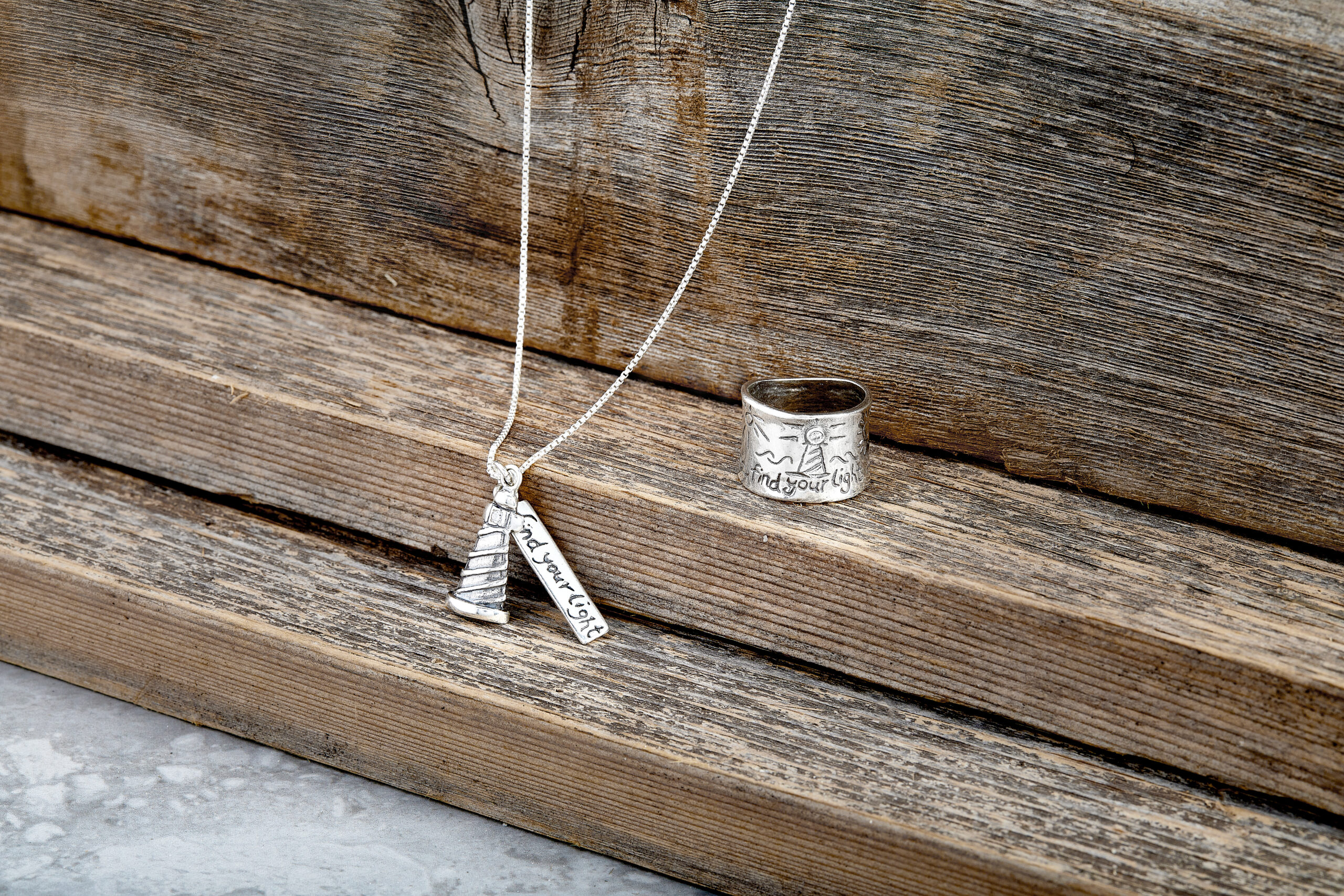 Silver necklace and ring
