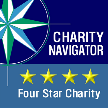 Charity Navigator Logo feature four star charity designation. Link to LBBC profile page.