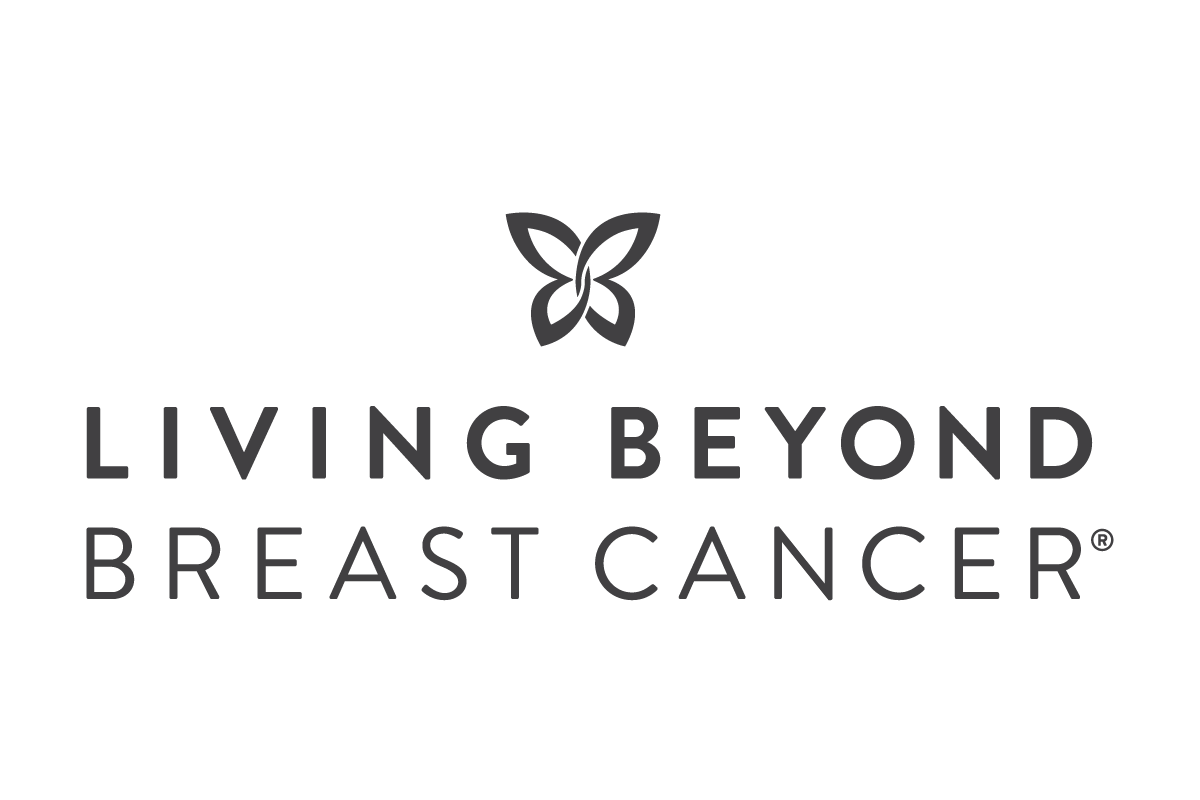 Living Beyond Breast Cancer logo on transparent background. Features small butterfly above two lines of text with organization name.