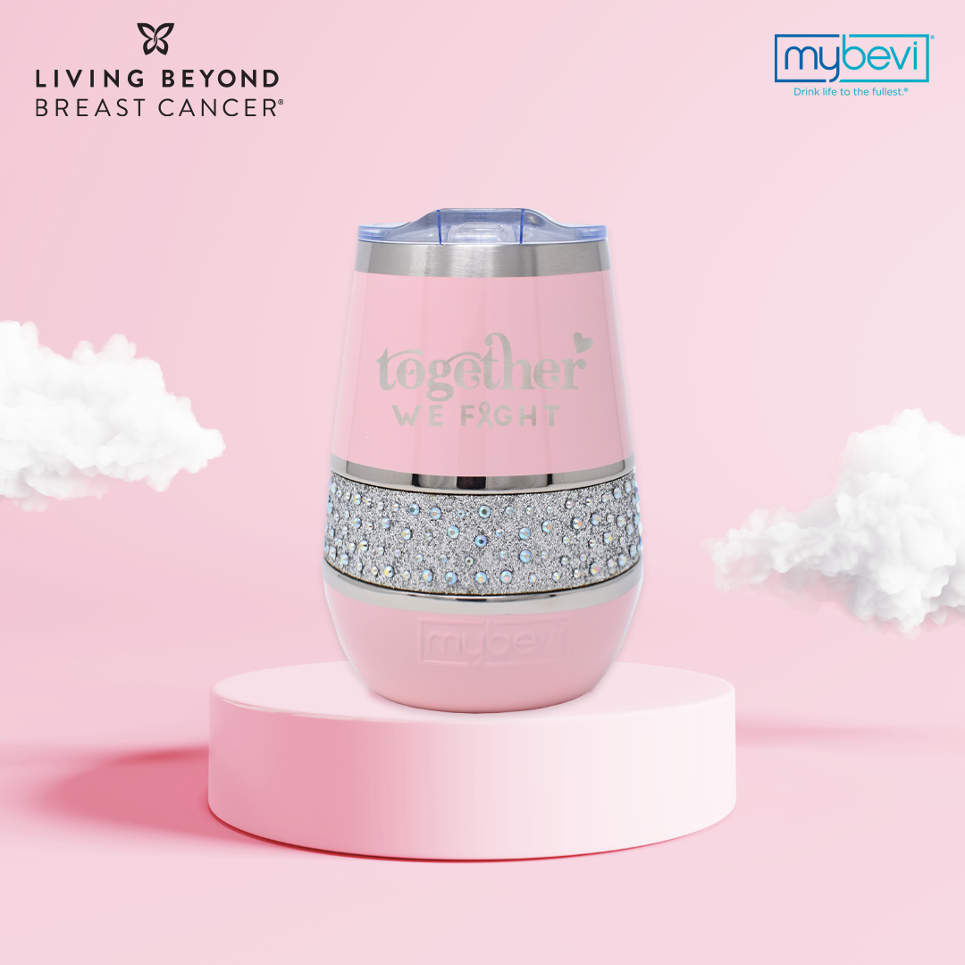 pink mug with a lid and crystal insert