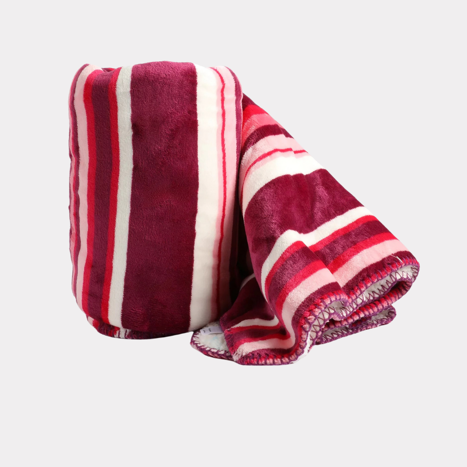 A pink and white striped blanket