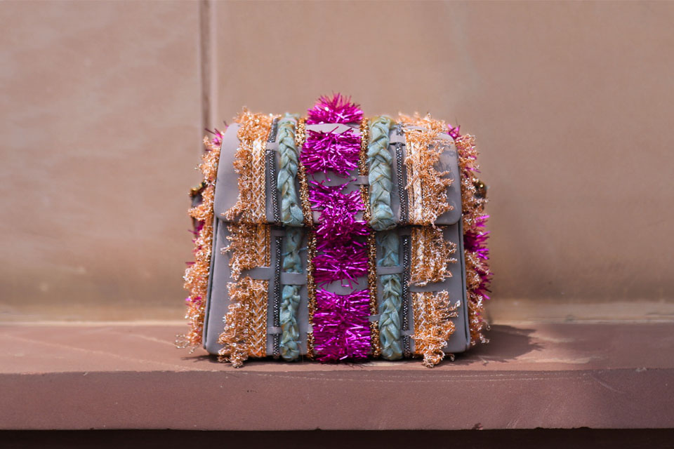 A striped purse