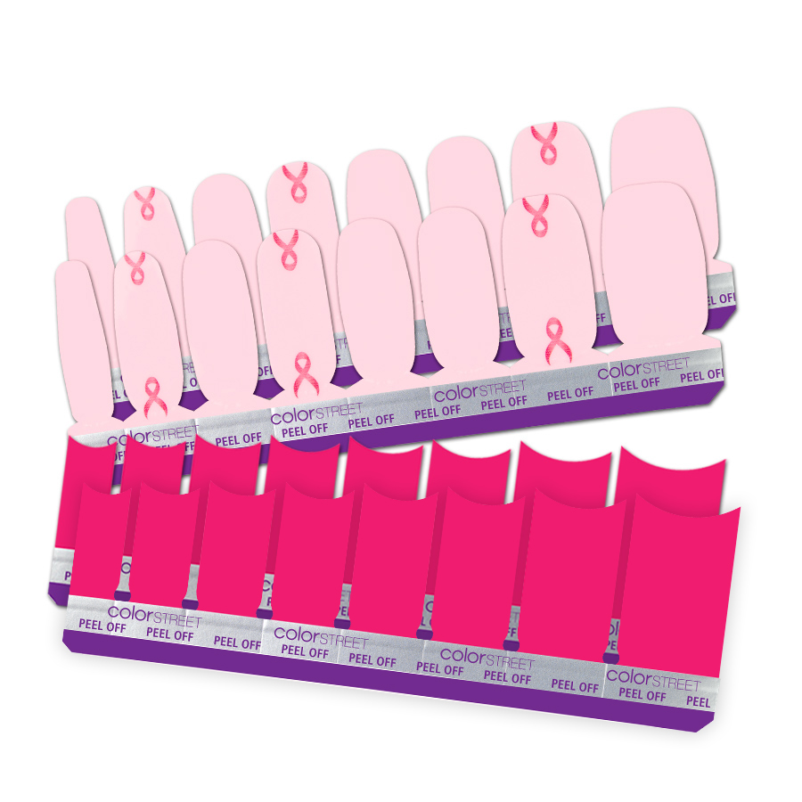 A light pink nail color strip and a dark pink nail color strip