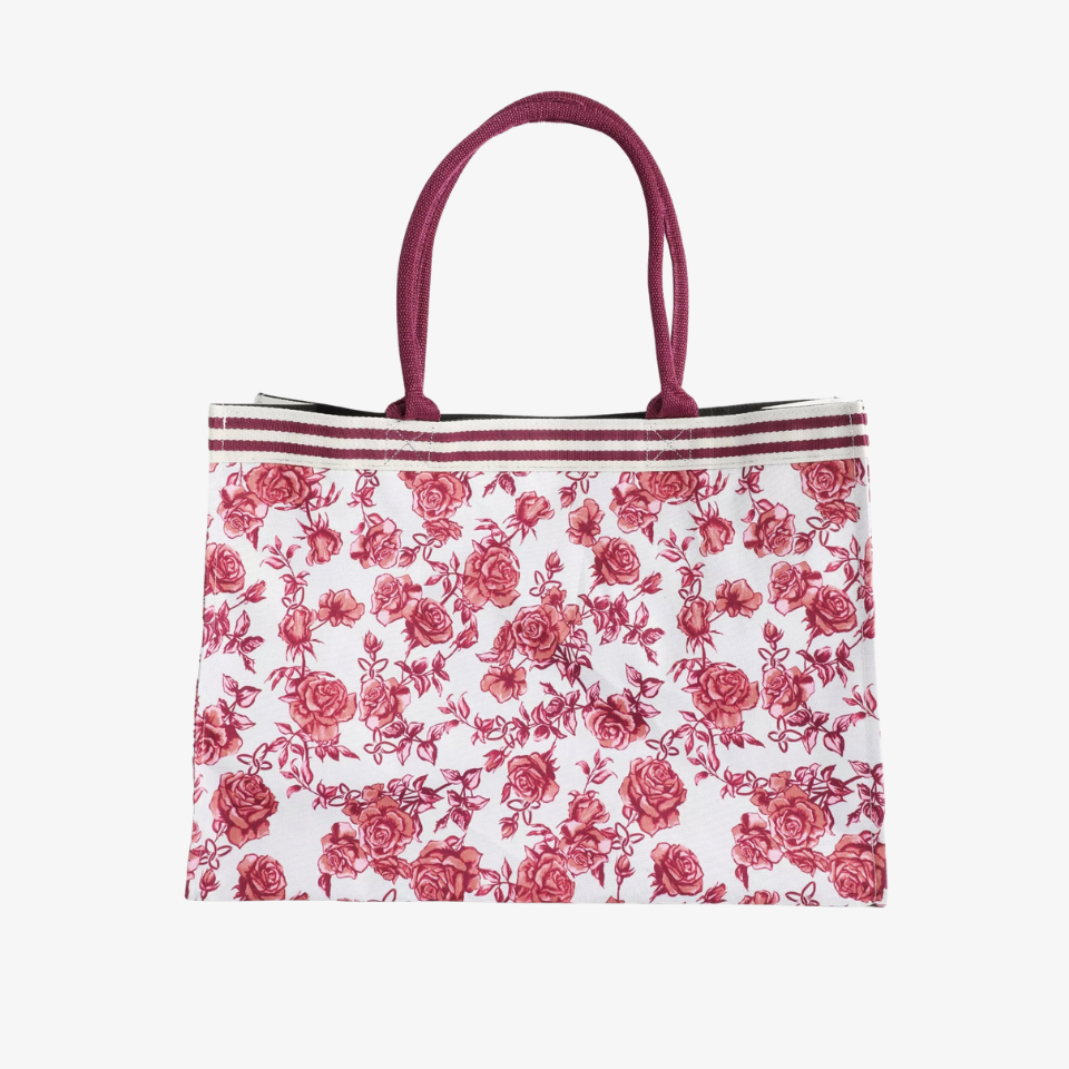 rectangular bag with pink flowers