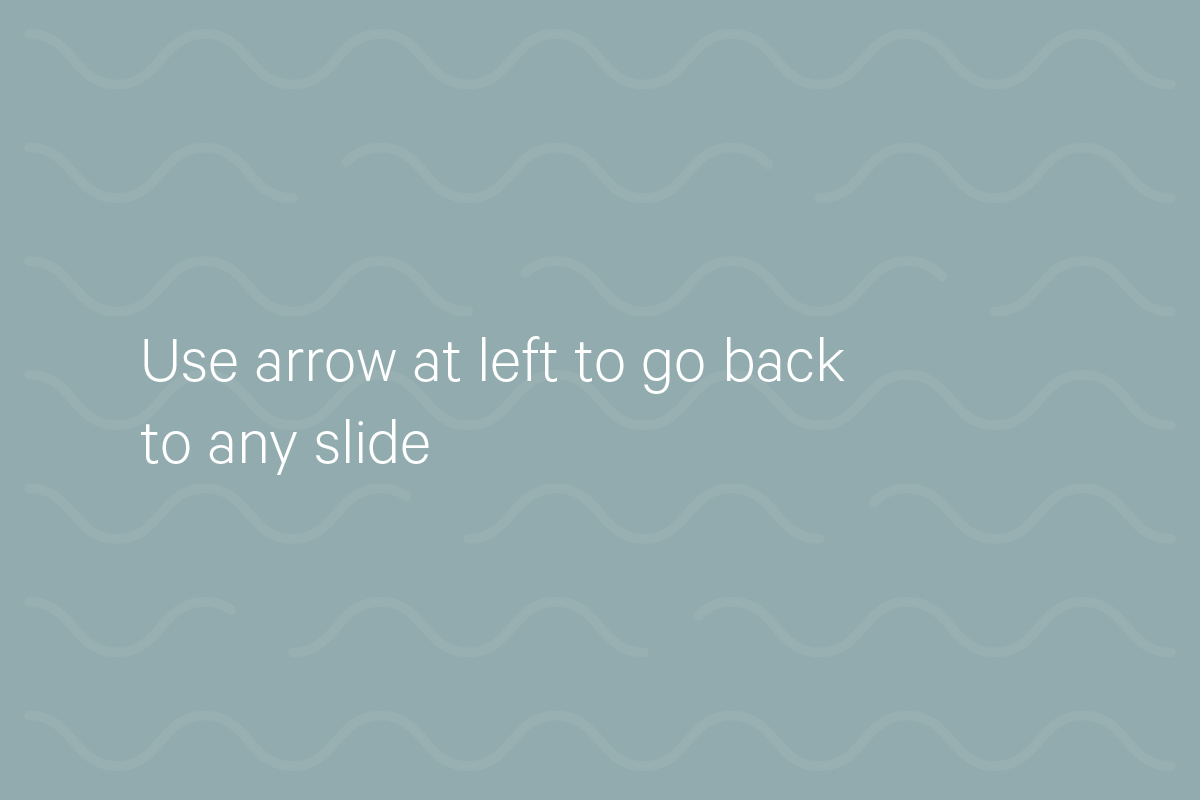 Use arrow at left to go back to any slide.