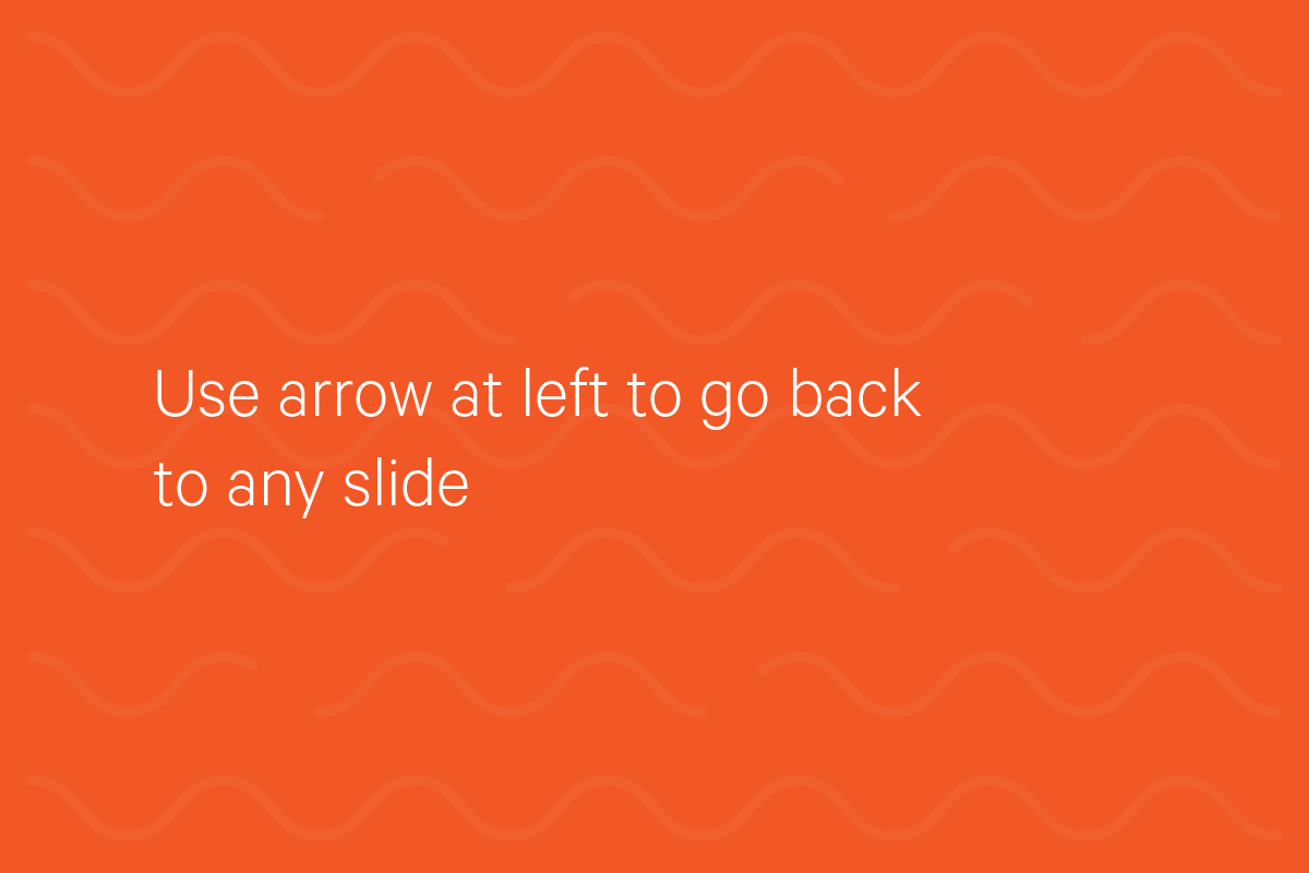 Use arrow at left to go back to any slide.
