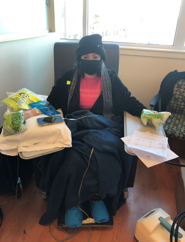 Alexis in the hospital receiving chemotherapy treatment