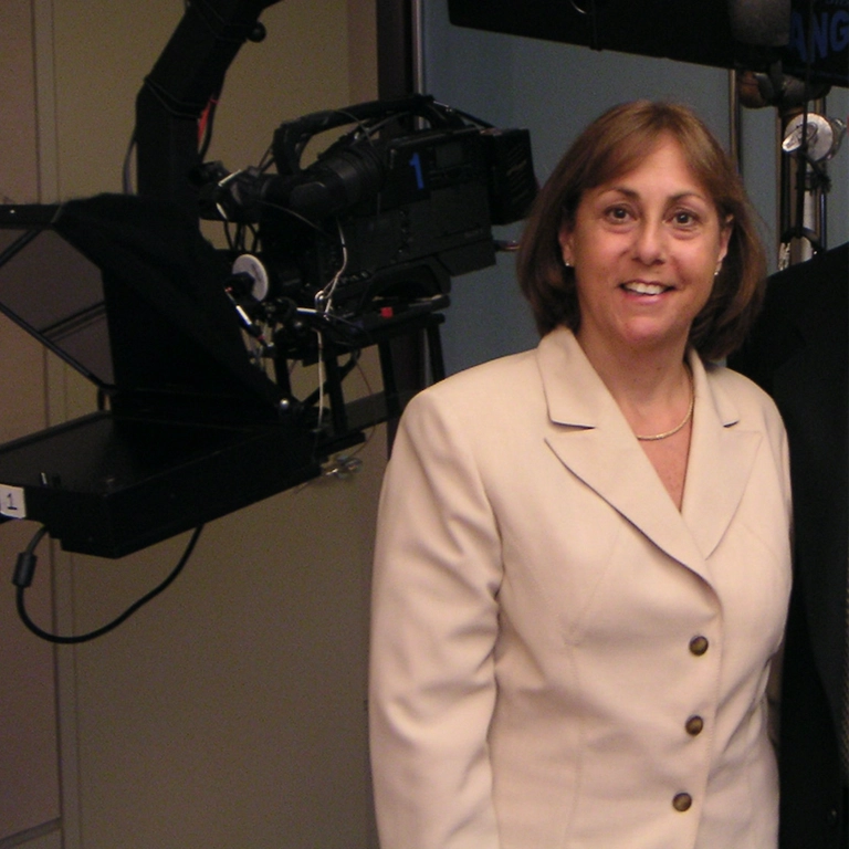 Diane at work pre-cancer, in a television studio