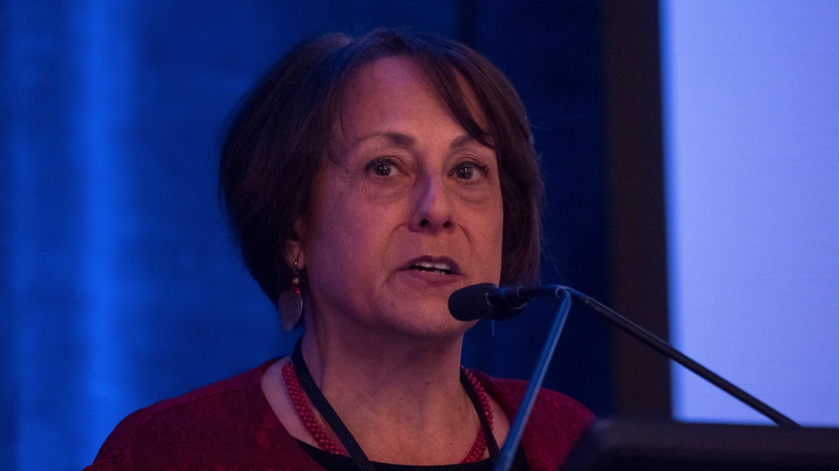 Diane Heditsian speaks as the keynote speaker at the ASCO Survivorship Symposium in 2016