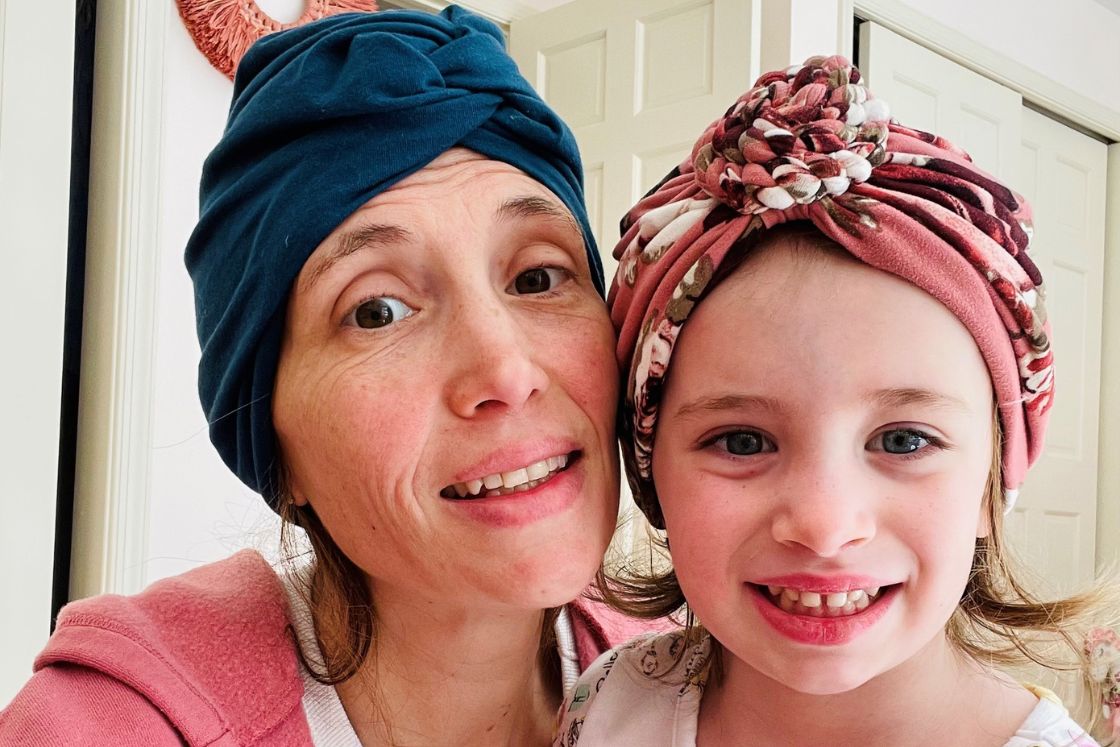 Dana Valenti and her daughter in stylish head wraps
