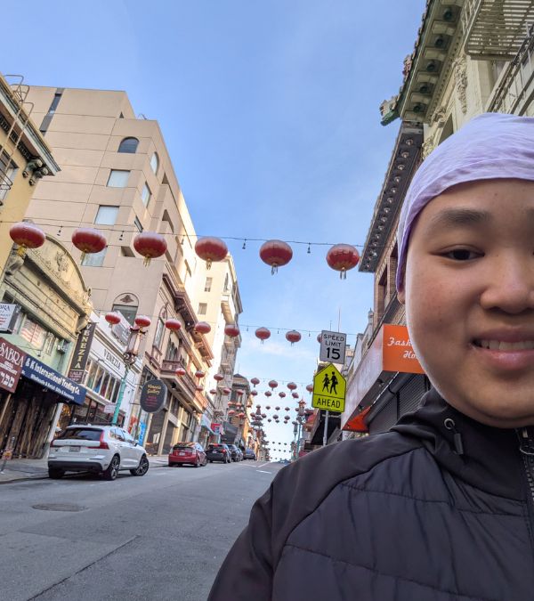 Christina Jue enjoys an outing to Chinatown.