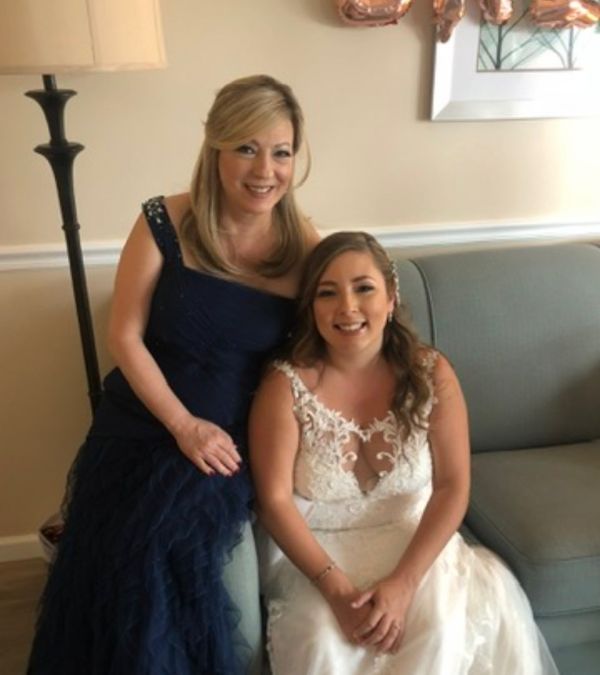 Maria Lleonart poses proudly with her daughter Jade on her wedding day.