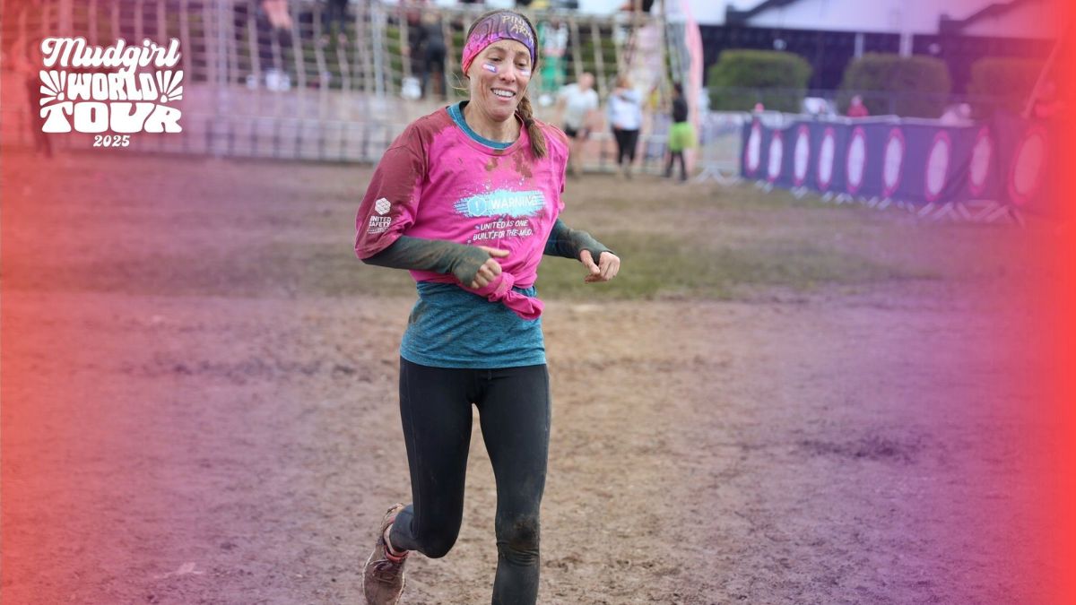 Marisa Berman running in the Mud Girl mud run