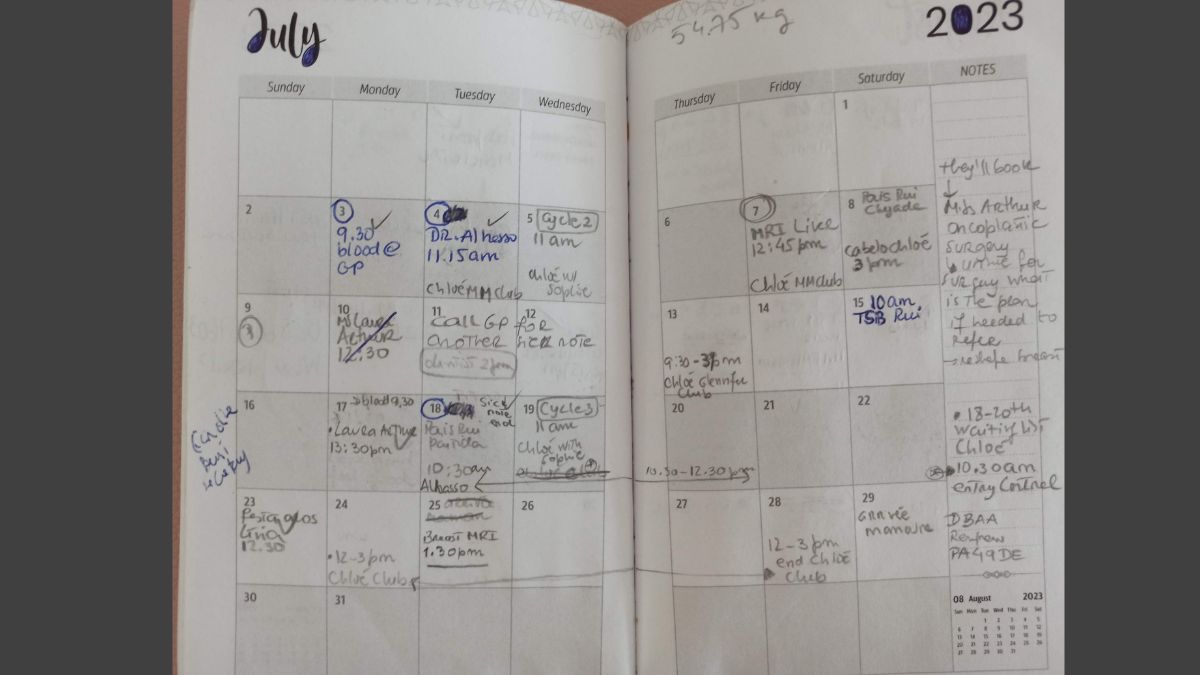 An open section from Virginia de Oliveira Marques's 2023 planner.