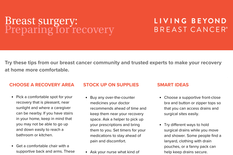Breast surgery: Preparing for recovery