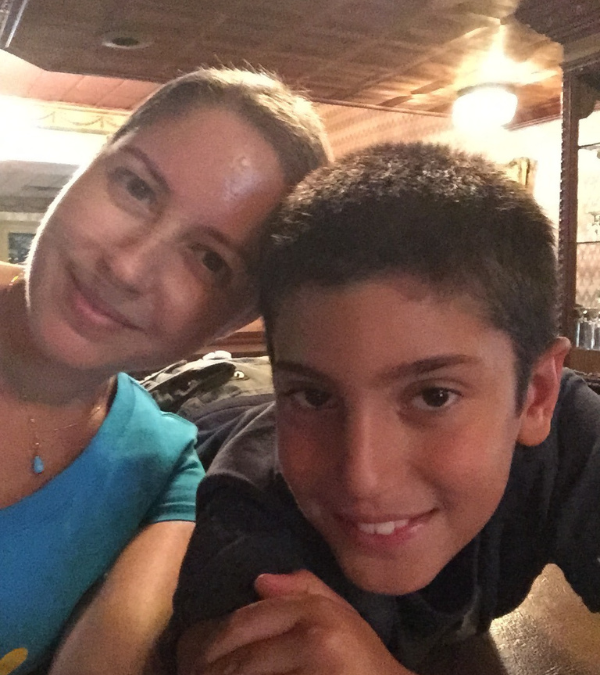 Caroline smiling with her nephew