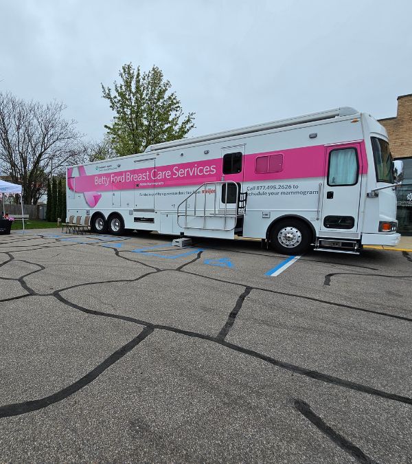 A wide view of the mobile mammography trailer that Lisa Walker helped bring to her community.