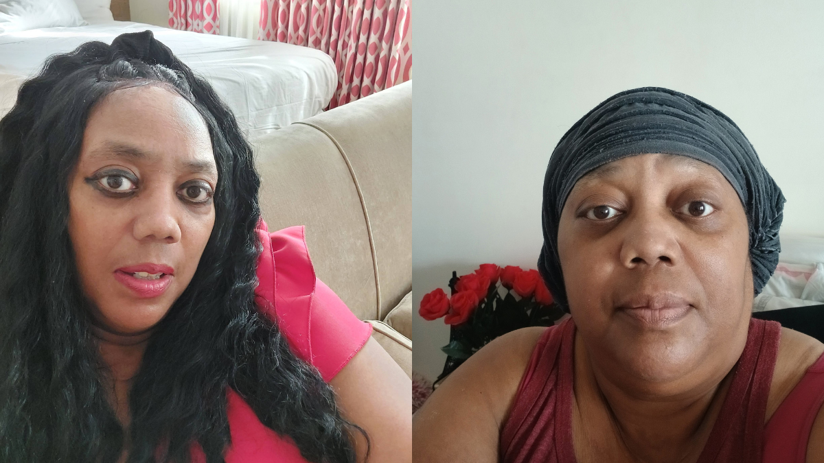 Two selfies collaged together of a Black woman