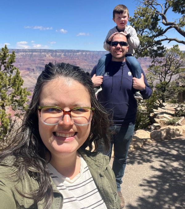Kyla Wenger and her family hike up a beautiful mountain.