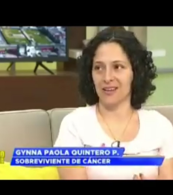 An image of Gynna Quintero's televised interview, taken from a TV set.