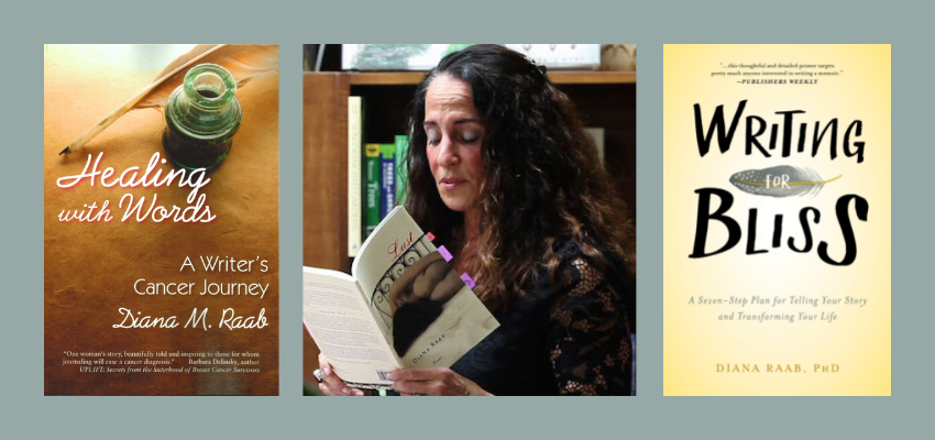 Collage of Author Diana Raab with two books